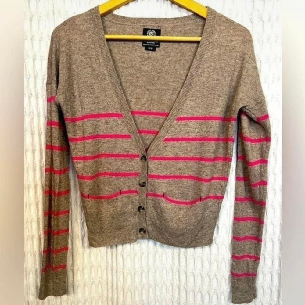 Y2K American Eagle Cropped Stripe Cardigan Wool Blend S